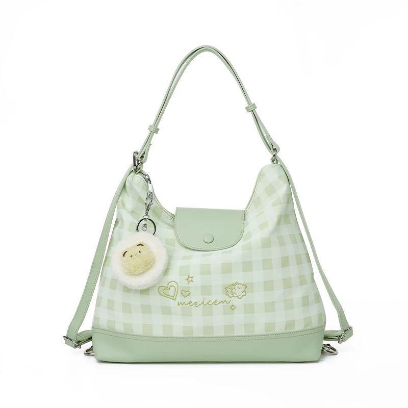 Schoolbag Women's New Fashion Casual Versatile Ins College Style Backpack Bag Plaid Cute Single Shoulder Oblique Span Bag