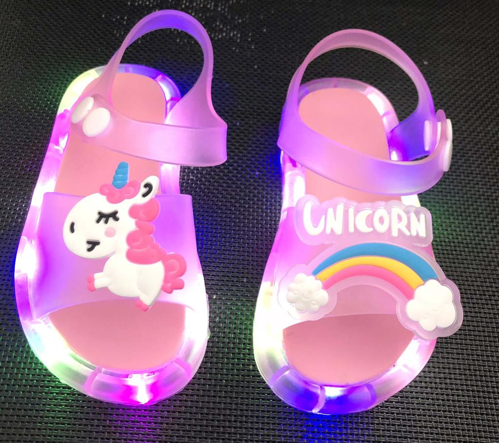 Mädchen Hausschuhe Kinder Einhorn LED Kinder Hausschuhe Baby Sandalen Kinderschuhe für Mädchen Jungen Leuchtende Schuhe Kleinkind