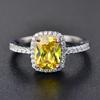 Fashion Mystic Fire Crystal Stone Rings For Women CopperColor Square Blue Pink Zircon Wedding Engagement Ring Boho Jewelry