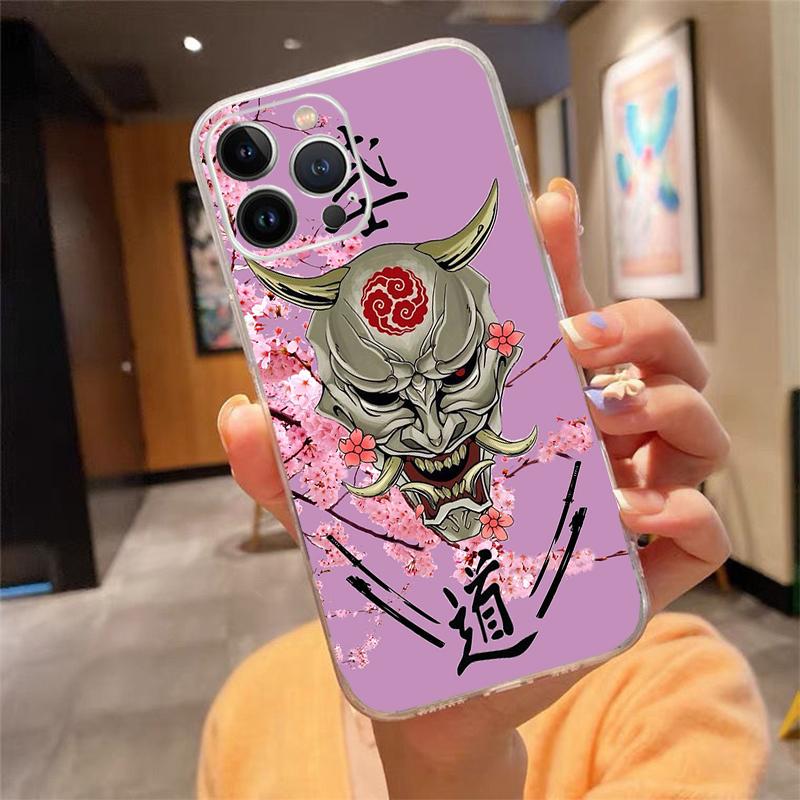 Japanese Oni Mask Devil Art Phone Case Carcasa Funda For iPhone 17 Pro Max Air 17 16 15 14 13 Pro Max 15 16 Pro 15Plus