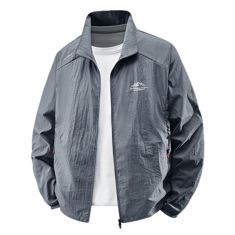 Sonnenschutz Herren Ultradünne Eisseide Sommer Herren Angeln Sonnenschutz Herren Haut Windjacke Stehkragen Strickjacke