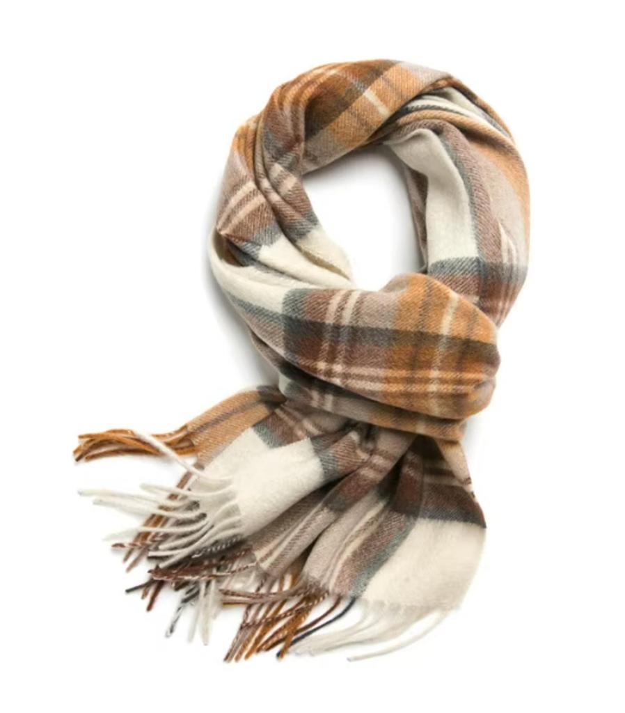 Hamilton Kilts Szalik Tartan z 100% Wełny Jagnięcej, Zimowa Stola z Długimi Frędzlami