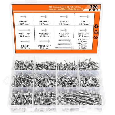 320Pcs Outer Hexagonal Washi Drill Tail Self-tapping Self-drilling Screw Set 8 #10 #14 #hexagonal Dovetail Self-tapping Set