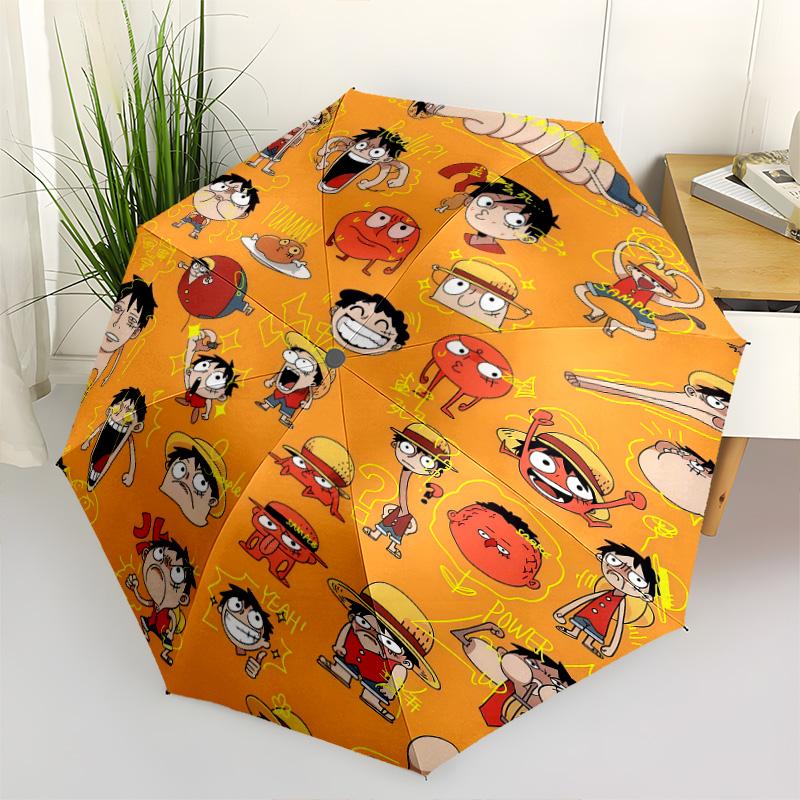 1 PC Automatic Folding Umbrella - Monkey D Luffy Pattern Portable Foldable Design With 8 Ribs Christmas Birthday Gifts
