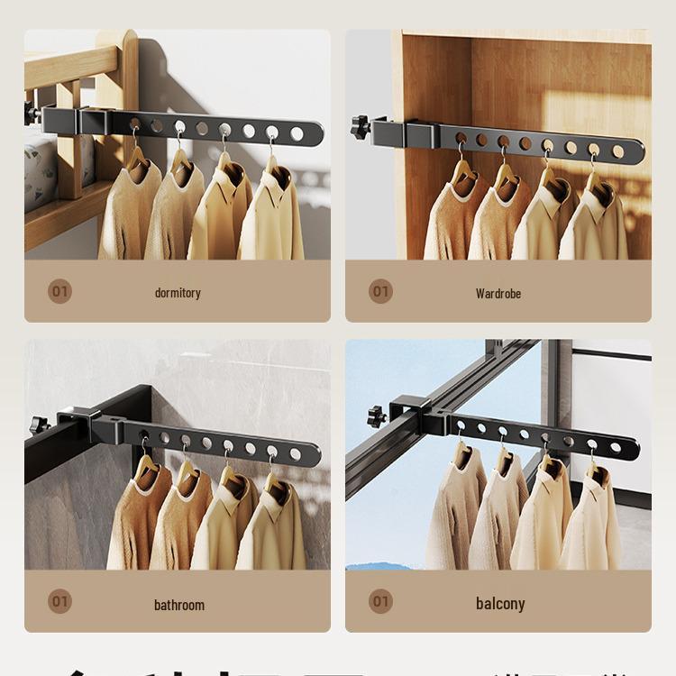 Invisible Balcony Folding Clothes Drying Rack - Anti-Theft, Outdoor & Window Guard Rail Drying Pole.