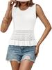 Women's Boho Crochet Crop Tank Top Sleeveless Crew Neck Ruffle Knit Sweater Vest