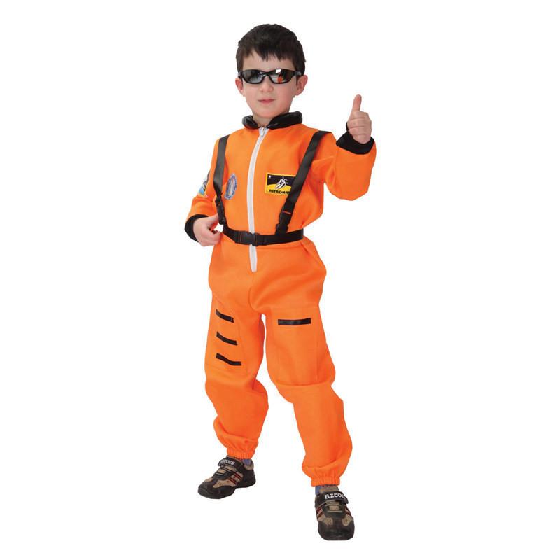 

Costume Cosplay Astronaut Outfit For Kids Halloween Party Jumpsuit Performance M(110-120cm) оранжевый