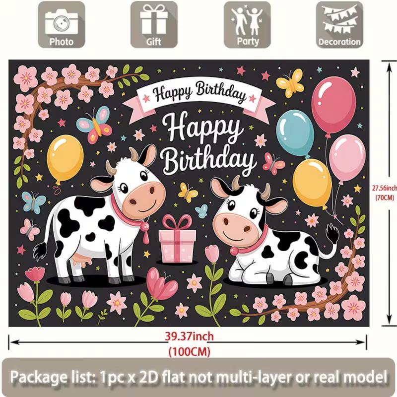 2D Cow Backdrop for "Holy Cow" Themed Birthdays, Farm Animal & Spring Parties