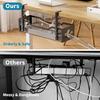 Under Desk Cable Management Tray No Drill, Metal Mesh Cable Management Under Desk with Clamp Mount, 2 Hole Cable Tray with Wire Management and Cord