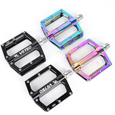 Bicycle Pedal Aluminum Alloy Foot Pedal Bearing Bike Pedal Rainbow Colorful Electroplating Pedals