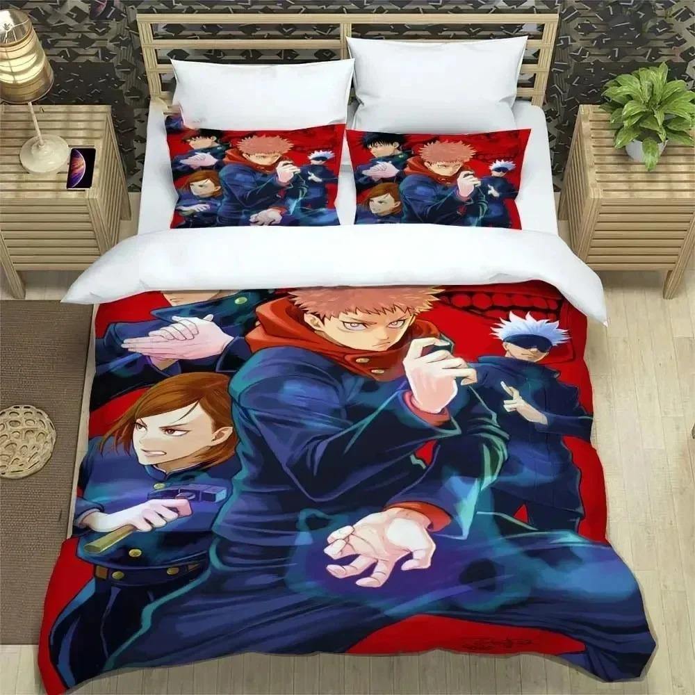 Imprimare 3D Jujutsu Kaisen Anime Set de Lenjerie de Pat Băieți Fete Twin Queen King Size Husă de Plapumă Față de Pernă Pat băieți Adult