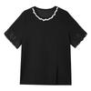 DIMANAF 2025 Sommer Übergröße Damen T-Shirts Spitze Gespleißt Elegant Kurzarm Oberteile Tees Lockeres Shirt