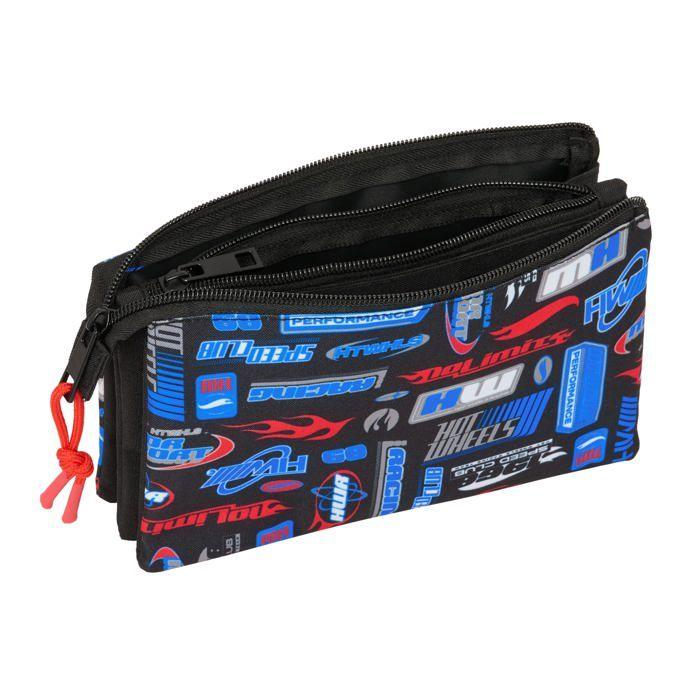 Trousse scolaire triple - safta - 22x3x12 cm - Multicolore - Polyester - 3 compartiments - Fermeture éclair