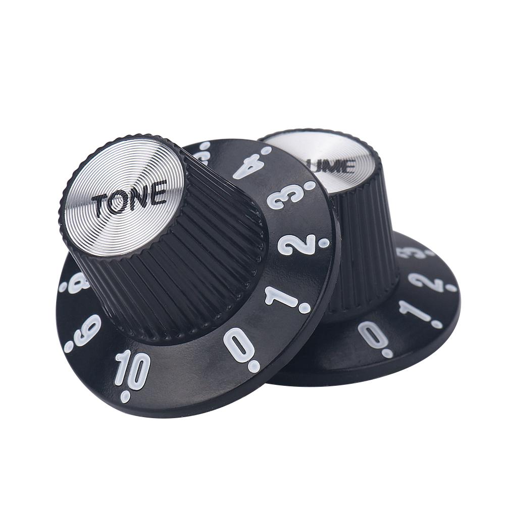 2T2V Electric Guitar Knobs Hight Hat Silver Reflector Volume Tone Speed Control Knob For Bass Guitar Accessories