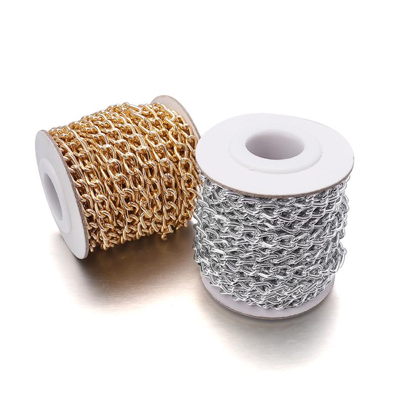 5 Yards/Roll Golden Silver Color Aluminium Twist Chains O-Shaped Chain for DIY Bracelet Necklace Jewelry Making Bag Accessories