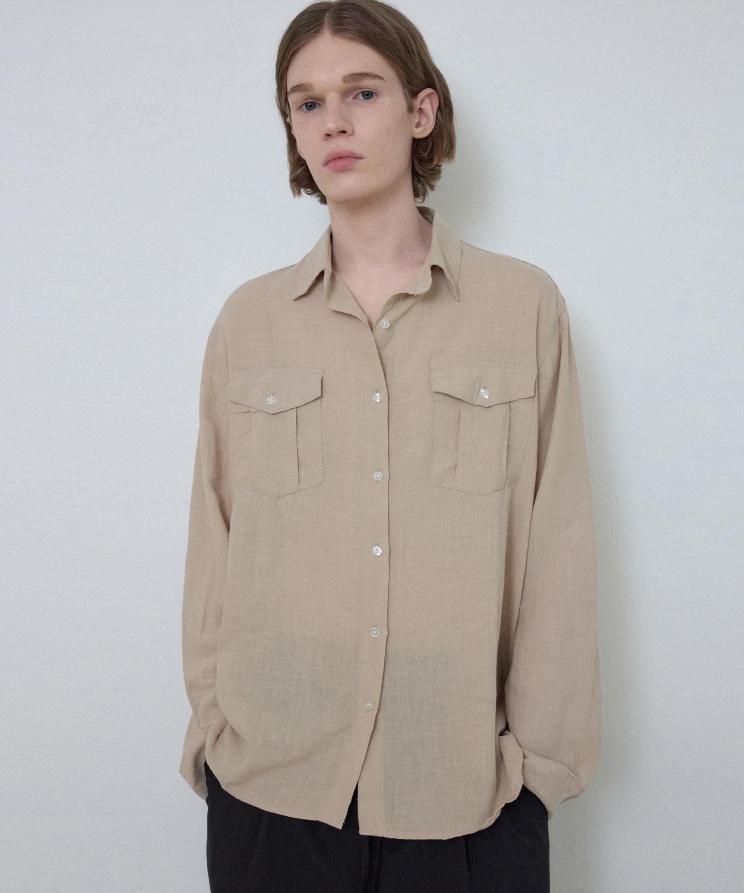Wednesday Oasis French Two-Pocket Linen Shirt_Beige(Wc25-Sh03) Beige/L