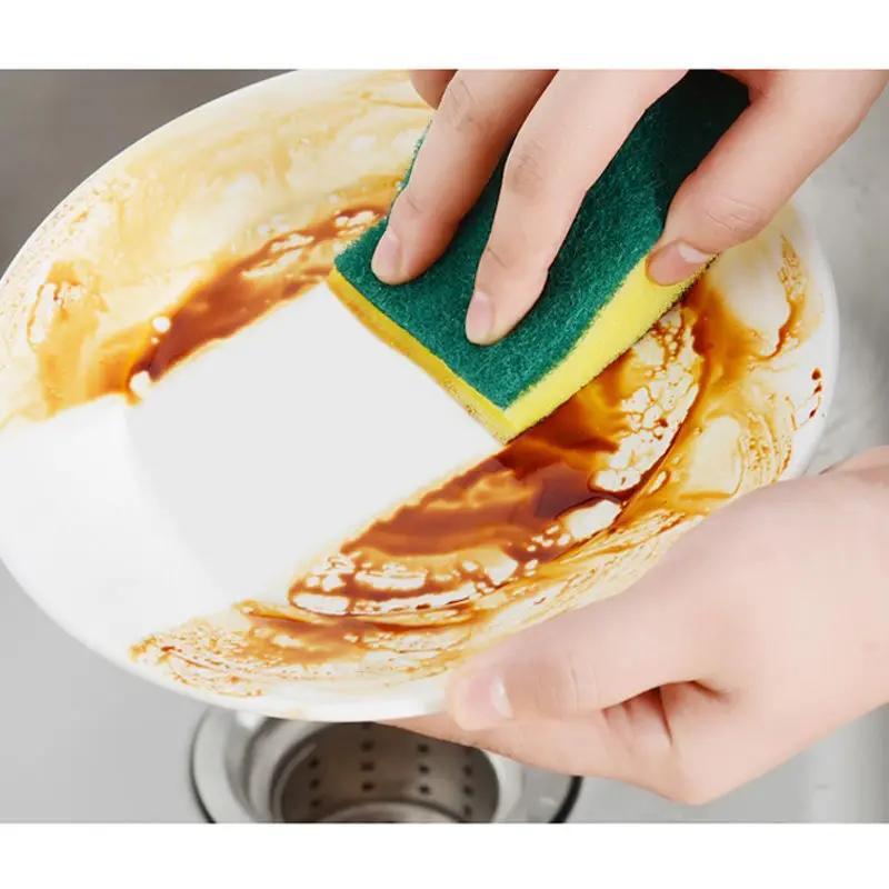 Double-Sided Scouring Pads Kitchen Dishwashing Sponge Scrubbing Pad Nano Emery Clean Rub Pot Rust Bowl Stains Cleaning Sponges