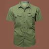 Men's Summer Military-Style Cotton Short-Sleeve Shirt - Casual, Lightweight, Multi-Pocket, Plus Size Workwear