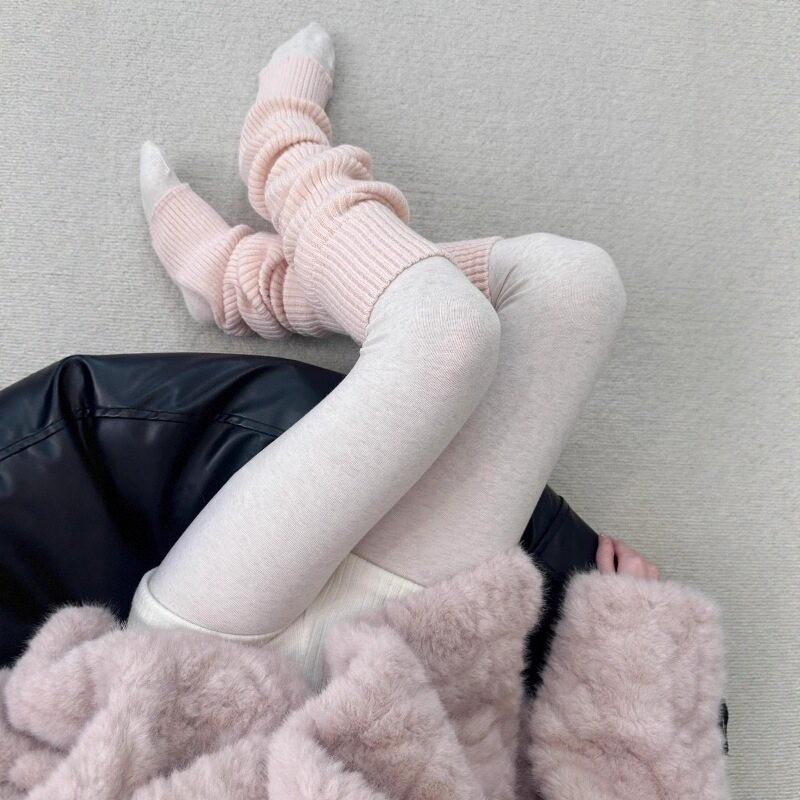 Baby Powder Knitted Splicing Square Tight Mouth Knee Socks Cover Small Sweet Potato Explosion 75Cm Stack Thin Long Tube Leg Cover