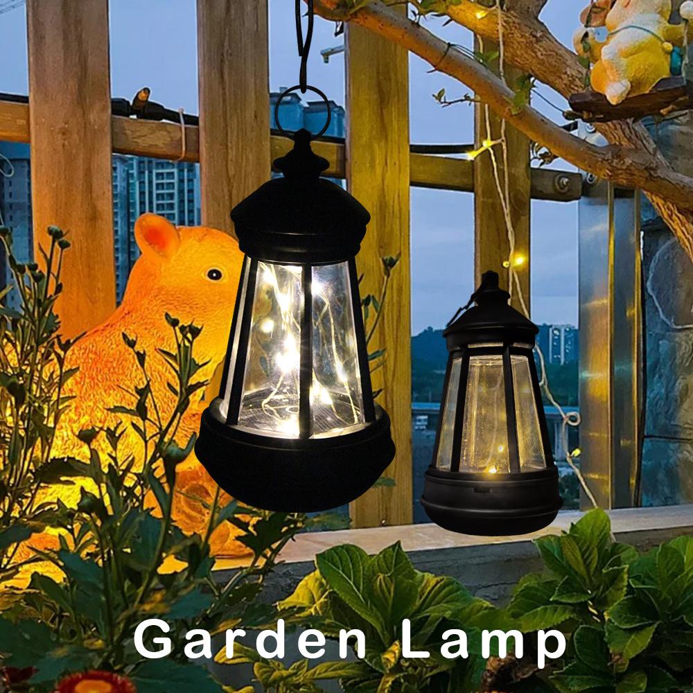 Retro Kerosinlampe Wasserdichte Solarkerzenlaterne LED Landschaft Hof Hängelichter Außen Garten Dekoration
