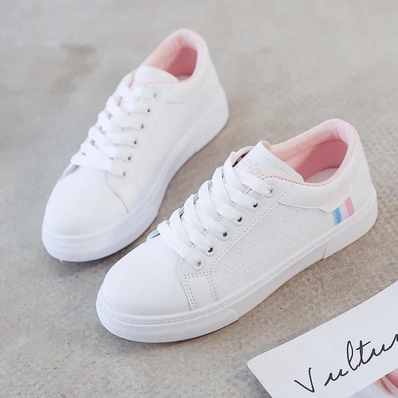 Sneakers for Women Spring Leather Light White Female Platform Vulcanized Shoes Autumn Casual Breathable Sport Flat Board Shoe 40