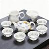 Exquisite 10-Piece Honeycomb Ceramic Kung Fu Tea Set with Teapot, Gaiwan, and Cups In a Gift Box.