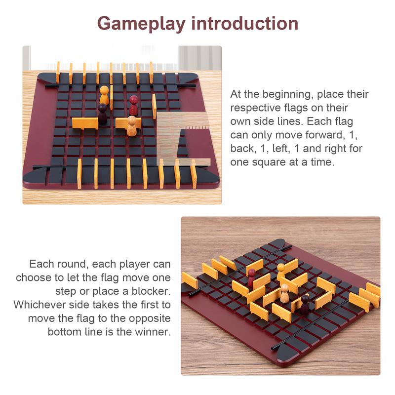 Wooden Checkers Board Game Two-Player Interception Game Set Travel Portable Chess Game Sets Wooden Checkers Pieces Chess Board
