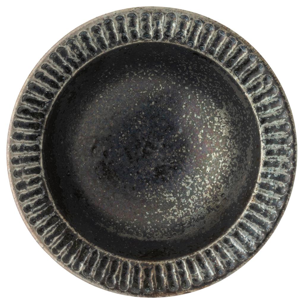 Marui Seito Shigaraki Ware Hechimon Bowl, Diameter 18cm, Black Glaze Carving, Black, MR-3-4145