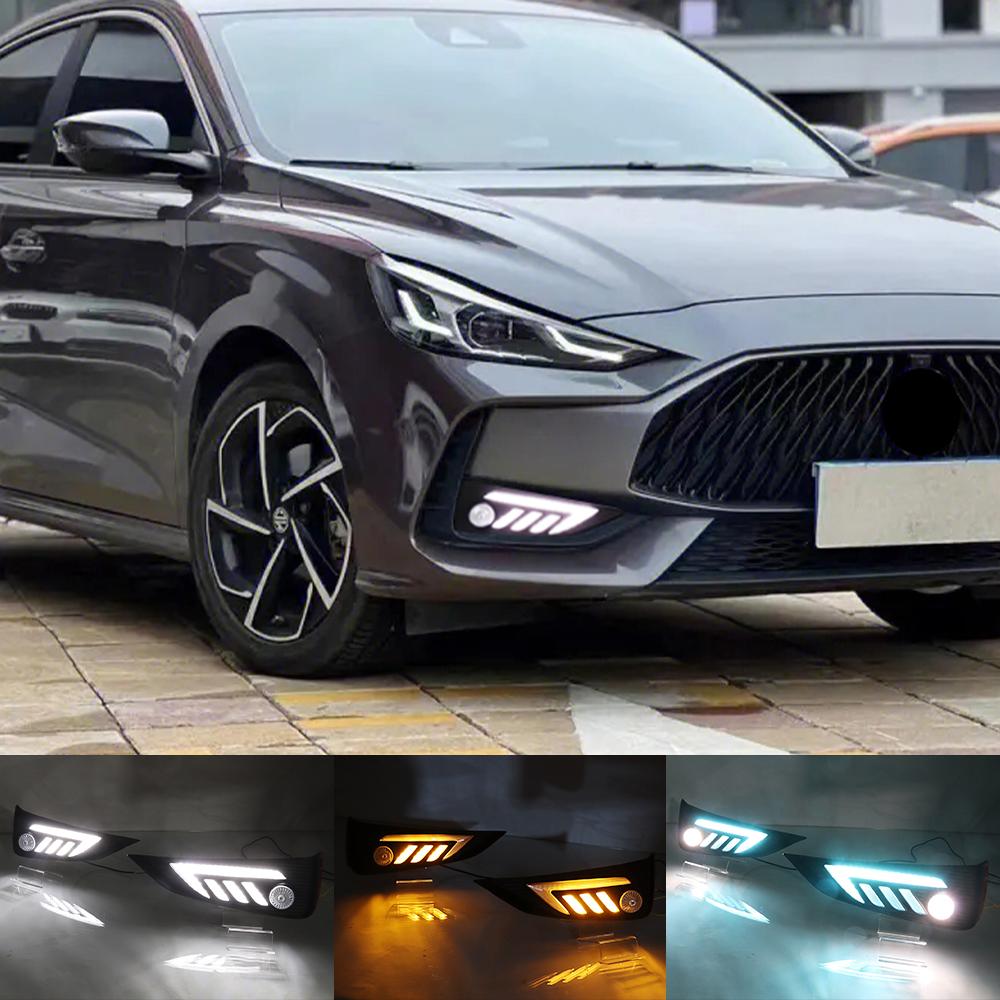 

2 шт. автомобильные светодиодные DRL для MG MG5 2021 дневные ходовые огни противотуманные фары дневного света с плавным желтым указателем поворота