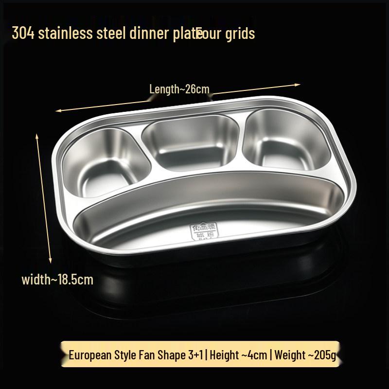 304 Stainless Steel Children's Sectioned Dining Plate for Kindergarten or Canteen Use