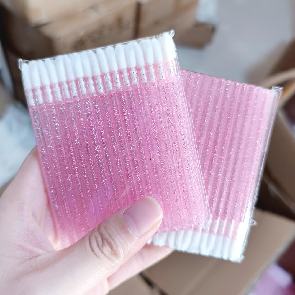 Wholesale Disposable pink Lip Gloss Applicator Wands Lip Brush Gloss Lipstick Cleaners Makeup Tool for Lip Scrub Brush 10 mm&opp bag розовый