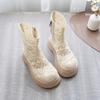Vintage thick-soled Roman cool boots for women's 2025 summer new fashion set-toed high-top sandals heightened zipper short boots