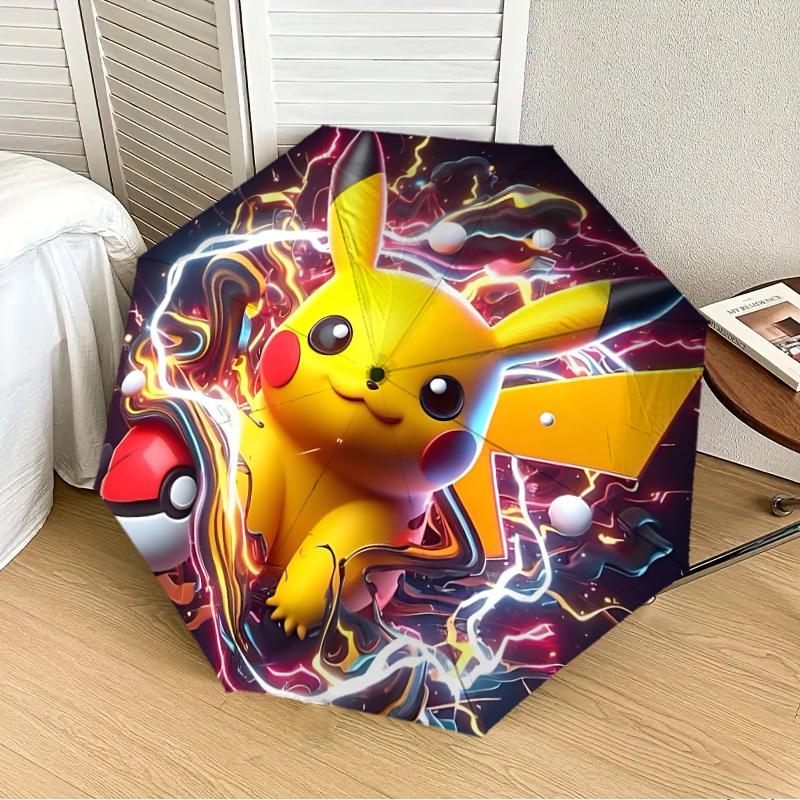 1PC , Pokémon Automatic Folding Umbrella | Vibrant Motif & Compact Design for Everyone, On-the-Go Essential - Gift-Worthy Style Yy250930051