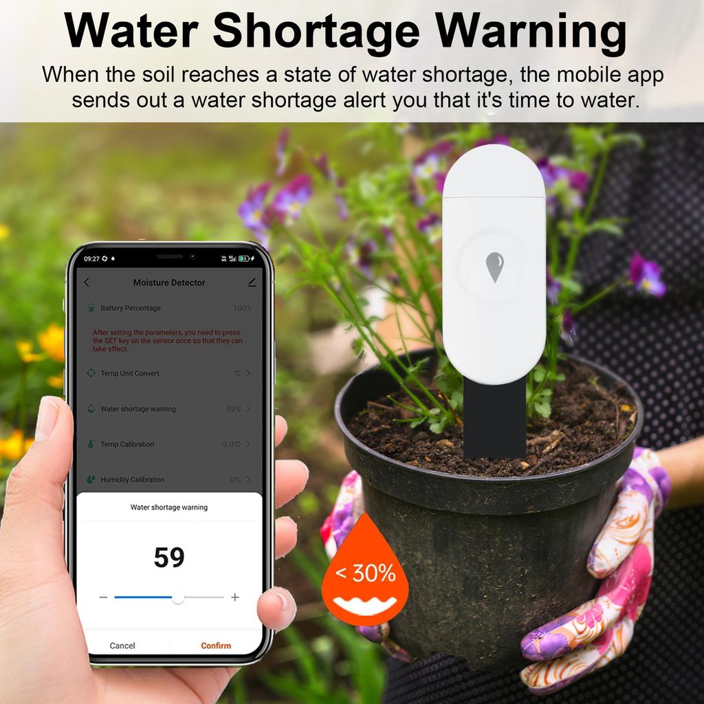 Temperature Humidity Moisture Detector Smart Soil Tester Moisture Sensor Phone App RealTime Monitor for Home Garden