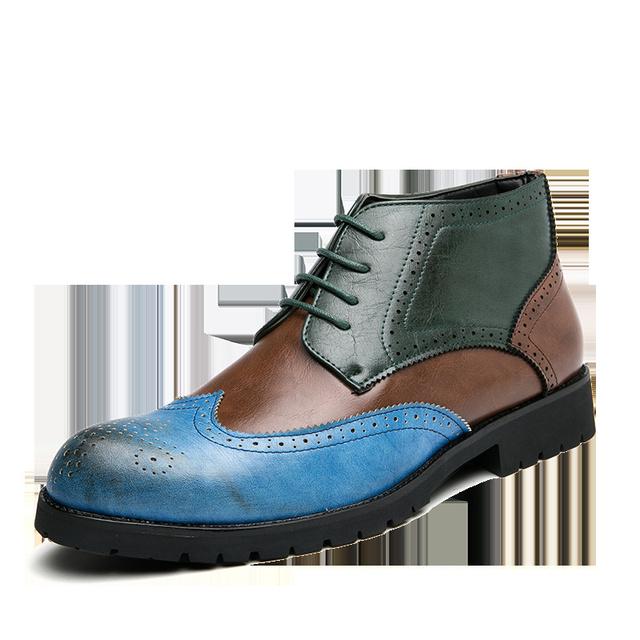 Plus Size Men Leather Boots Fashion Chelsea Booties Men Shoes British Style High Top Nightclub Style Boots