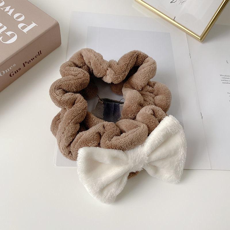 Korean Bow Band Hair Band Face Apply Wide Edge Coral Fleece Hair Band Fashion Hair Accessories Headband Headband