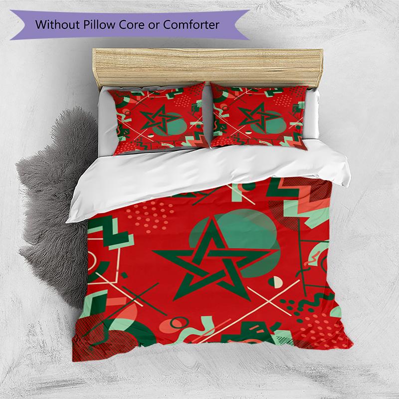 Set Biancheria da Letto Stampata Calcio Marocco 3 Pezzi Set Copriletto Accogliente Traspirante come Regalo per Inaugurazione Casa Vacanze