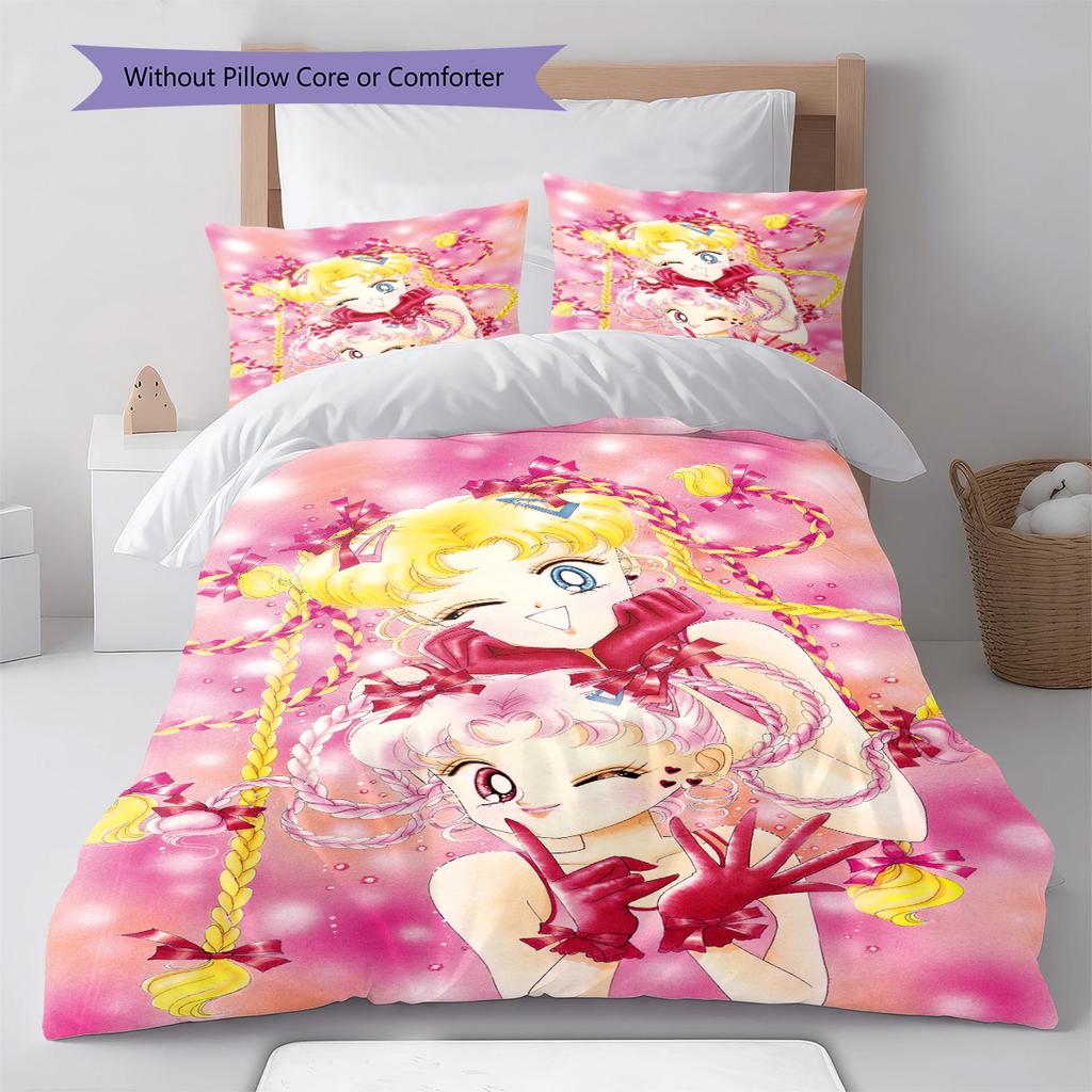 Sailor Moon Sparkling Stars Bedding Set Anime Duvet Cover Polyester Soft Comforter Bedroom Set -QJY