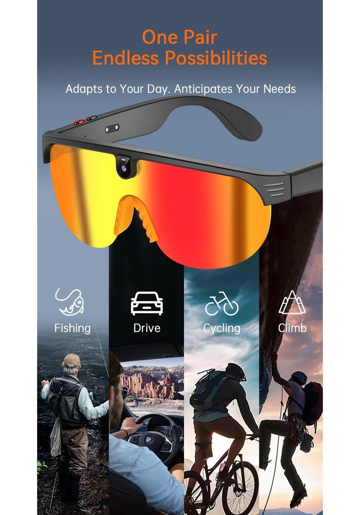 HD Smart Cycling Glasses: Bluetooth, UV Protection, Electroplated Lenses for Photography & Outdoor Sports
