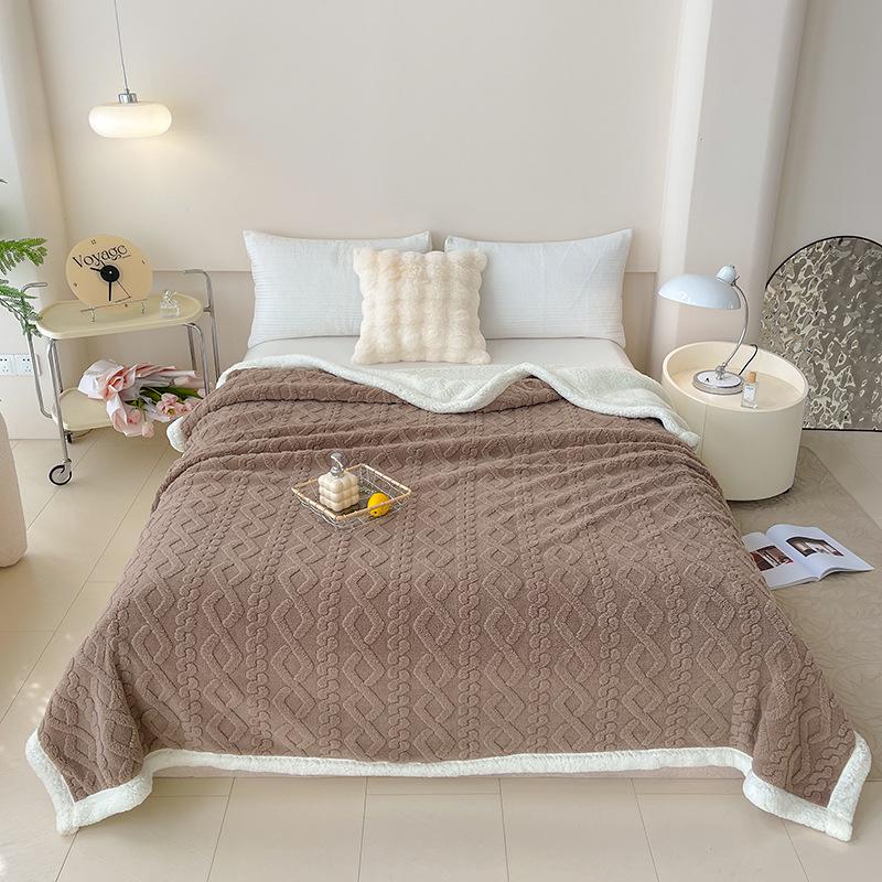 Lambswool Plush Diamond Plaid Winter Blanket, Thick & Warm, Customizable