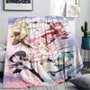 1PC Puella Magi Madoka Magica Print Flannel Blanket, High Quality All Seasons, Home Decor, Warmth and Comfort, Perfect for Christmas Gifts