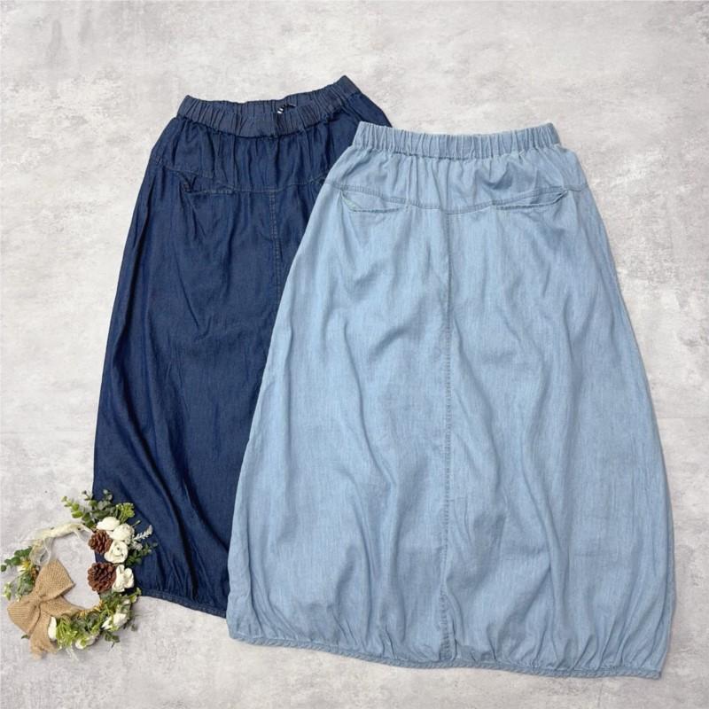 

Johnature Japanese Denim Skirt Summer Casual Simple Elastic Waist Versatile Loose Women Skirts One Size темно-синий