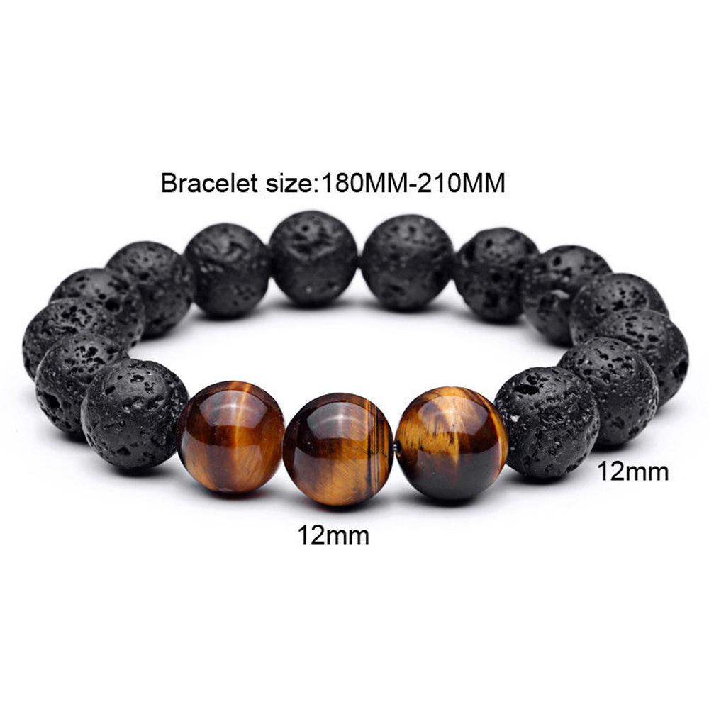 Chakra Beaded Bracelet Men 8mm 12mm Natural Stone Lava Rock Tiger Eye Onyx Matte Howlite Healing Beads Charm Yoga Women Jewelry