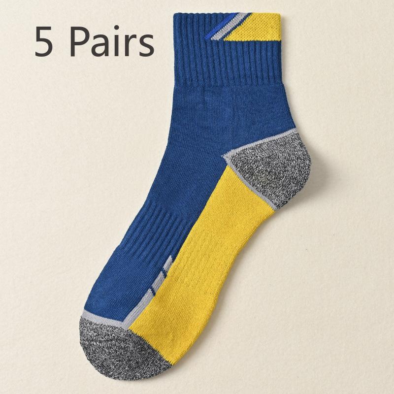 5 Pairs of Men's Autumn and Winter Match Color Thick Towel Bottom Sports Sweat Absorption Deodorizing Stockings