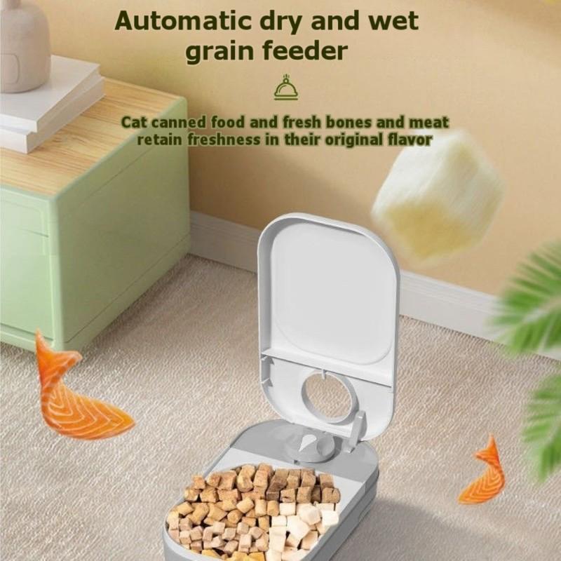 Automatic For Cats Pet Feeder, Dry& Wet Food Dispenser, Timed& Quantitative Feeding белый