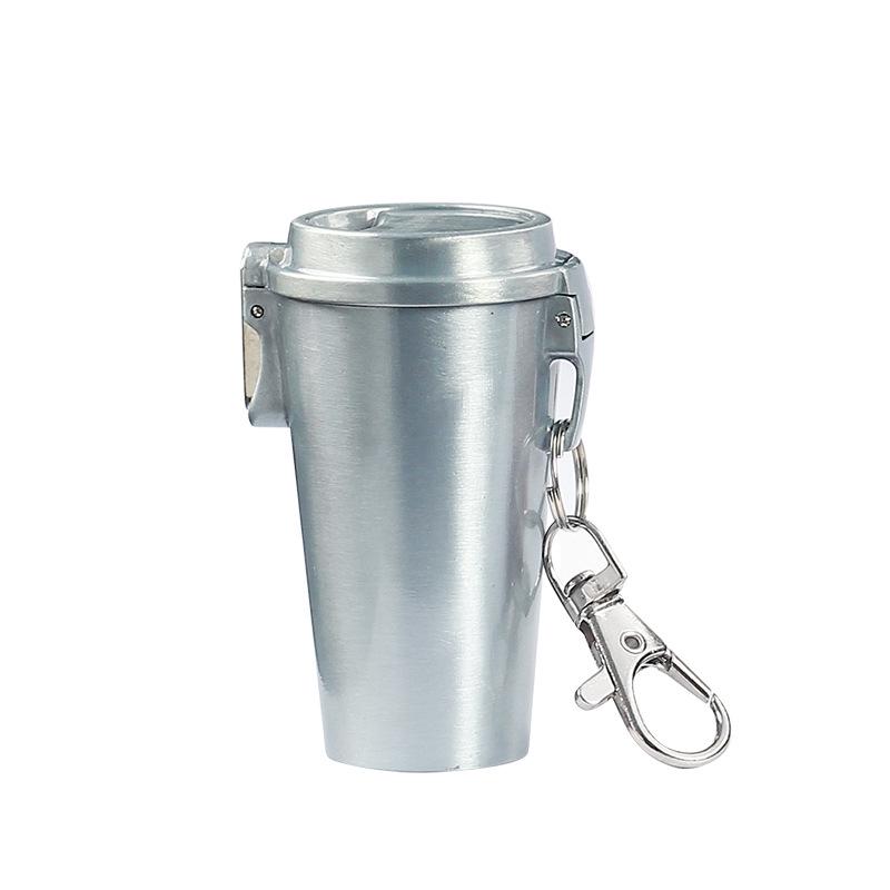 Stylish Metal Portable Ashtray & Cigarette Case with Pop-Top and Carabiner