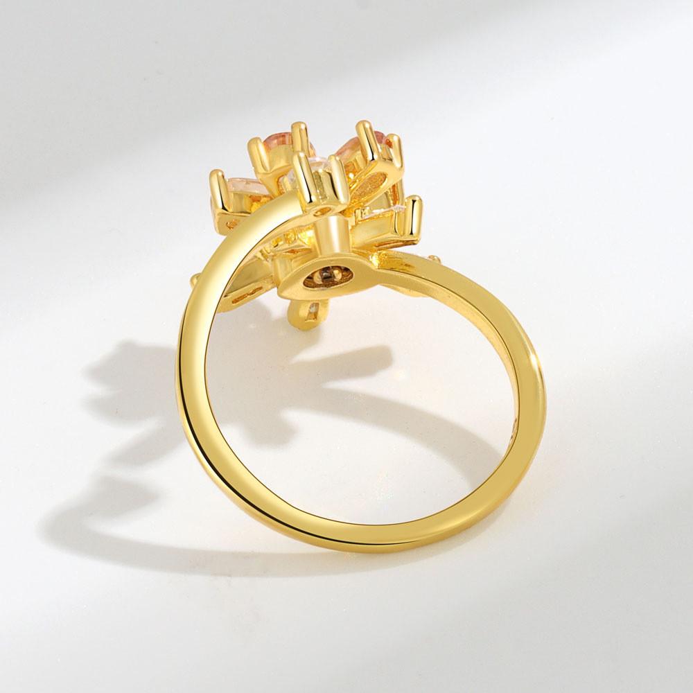 Flower Zirconia Rotating Ring With Adjustable Size For Stress Relief And Trendy Women