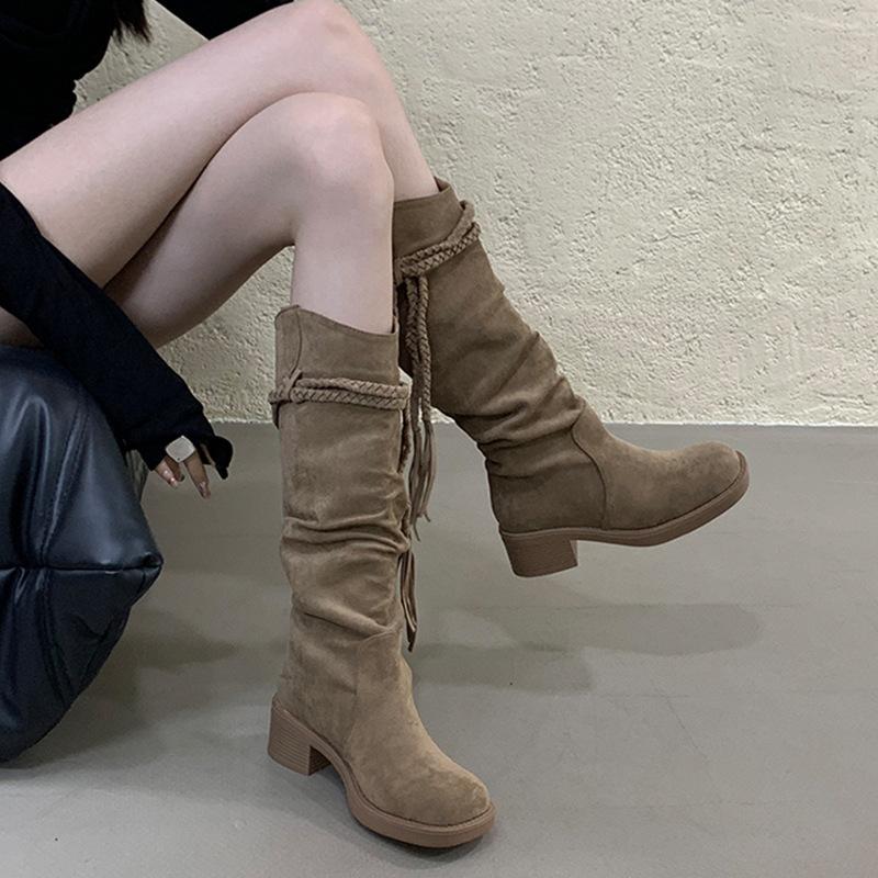 

Boots Women s Over-the-Knee Boots 2025 Autumn and Winter New Women s Boots Suede High Boots High Heel Coarse Heel Boots Women s 39