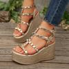 Fashion Summer Women Sandals Thick Sole Rivets Open Toe Platform Sandals Women Casual Wedge Roman Luxury New High Heels Shoes for Women