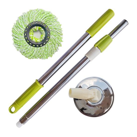 Stainless Steel Mop Rod with Adjustable Handle 360 Degree Rotation Floors Hair Dust Stains Deep Cleaning Spin Mop